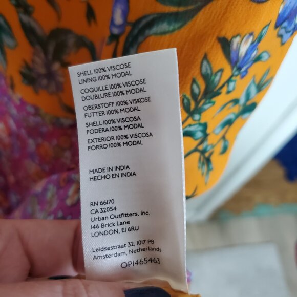 BY ANTHROPOLOGIE Floral Hanky-Hem Midi Dress Ruffle Sleeve OB1465463 Women Large - Picture 13 of 16